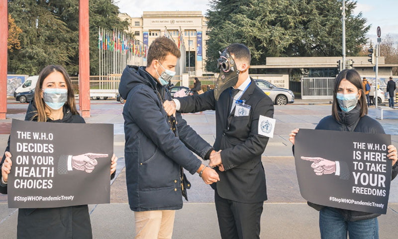 Halt the pandemic treaty performance for WHO delegates. Photo: CitizenGo.